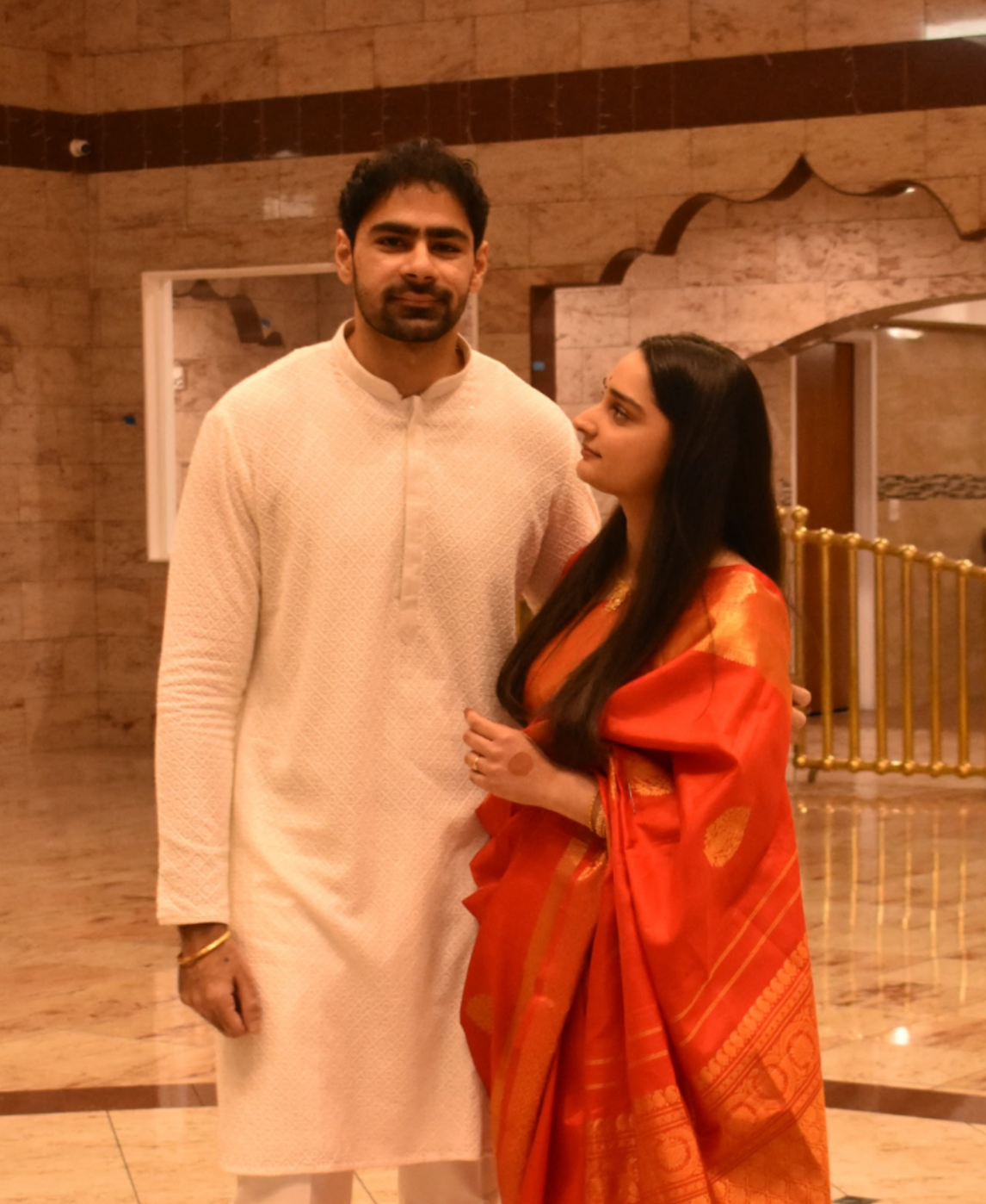 The couple at their Roka ceremony